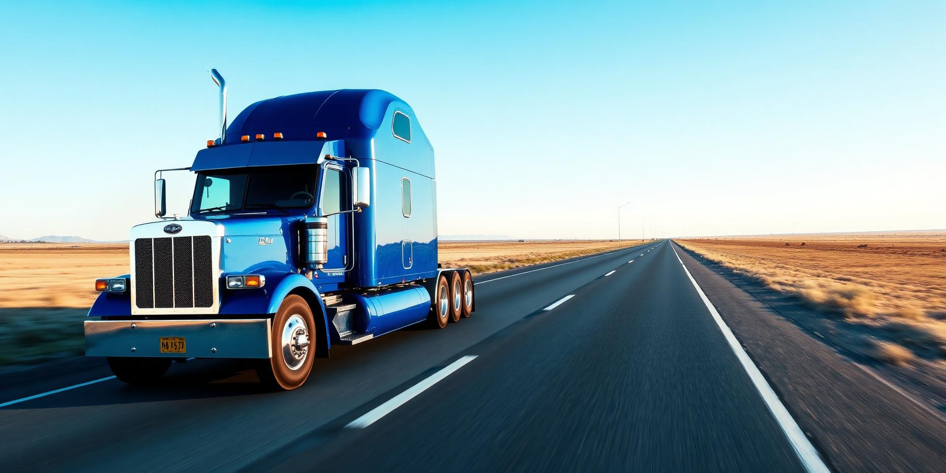 Freight truck traveling across open plains